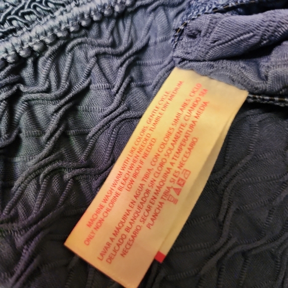 No Boundaries Strapless Hi-Low Boho Dress XL Blue Pink Geometric Knit Midi Dress - Picture 10 of 10